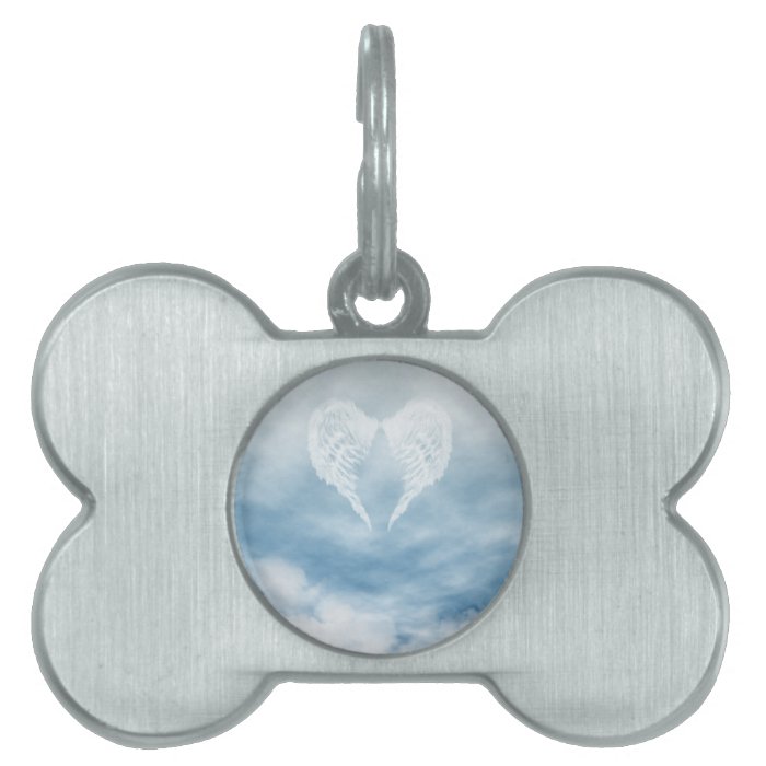 Angel Wings in Cloudy Blue Sky Pet Name Tags