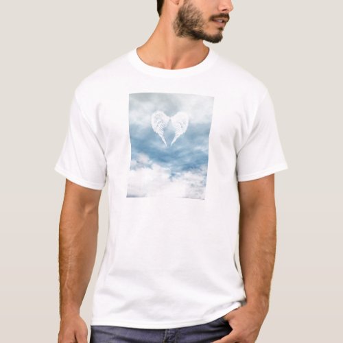 Angel Wings in Cloudy Blue Sky T_Shirt