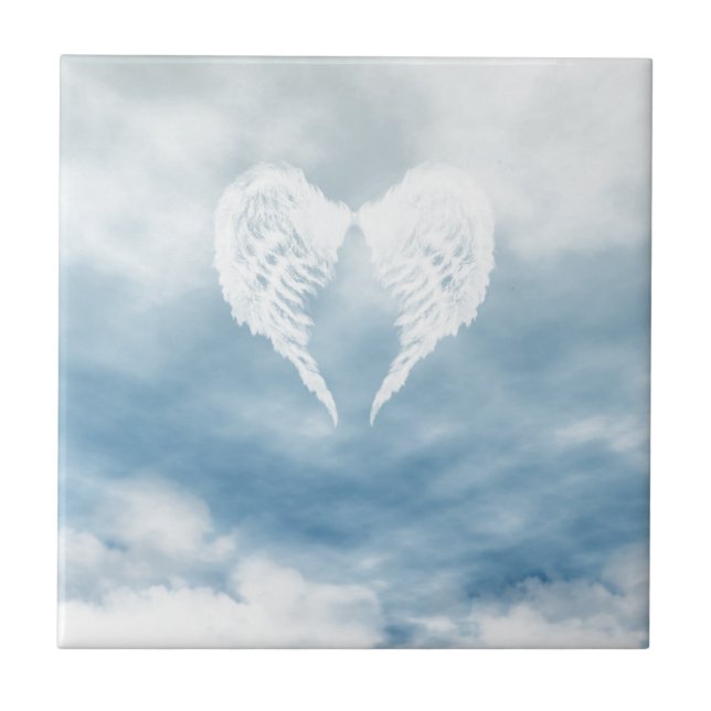 Angel Wings in Cloudy Blue Sky Tile (Front)