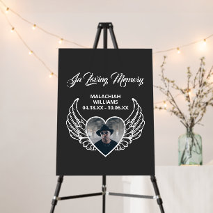 Angel Wings In Loving Memory Funeral Sign