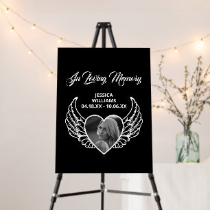Angel Wings In Loving Memory Funeral Sign