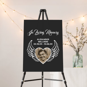 Angel Wings In Loving Memory Funeral Sign