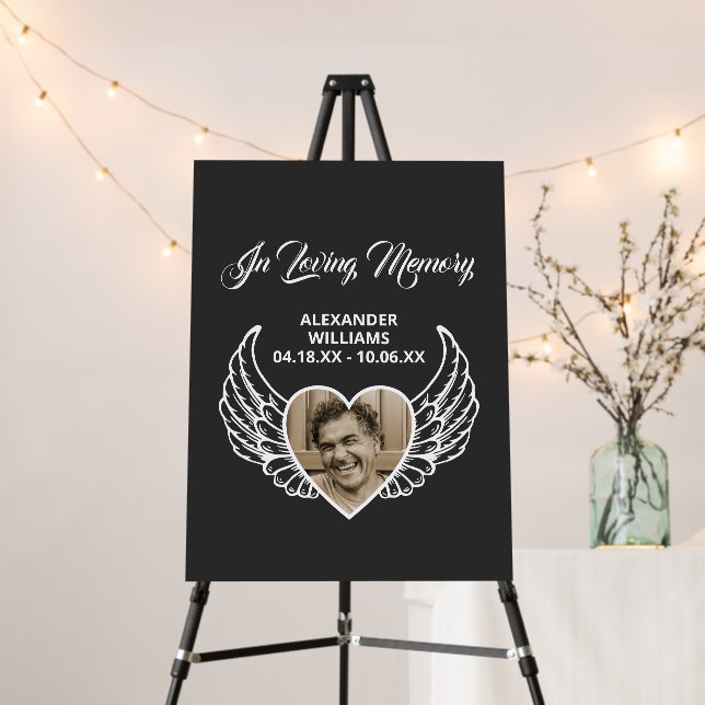 Angel Wings In Loving Memory Funeral Sign (In Situ (Stand))