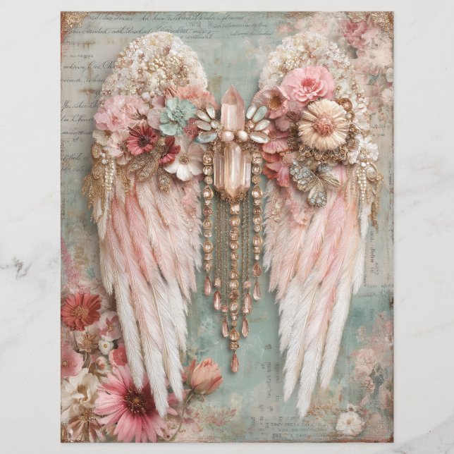 Angel Wings Junk Journal Scrapbook Paper (Front)