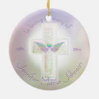 Angel Wings Memorial Custom Ceramic Ornament