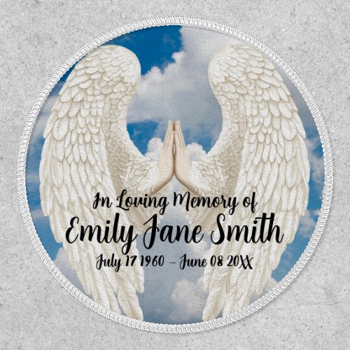 Angel Wings Memorial Design with Praying Hands