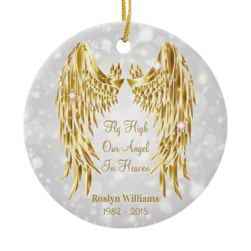 Angel Wings Memorial Loss Of Loved One Christmas Ceramic Ornament