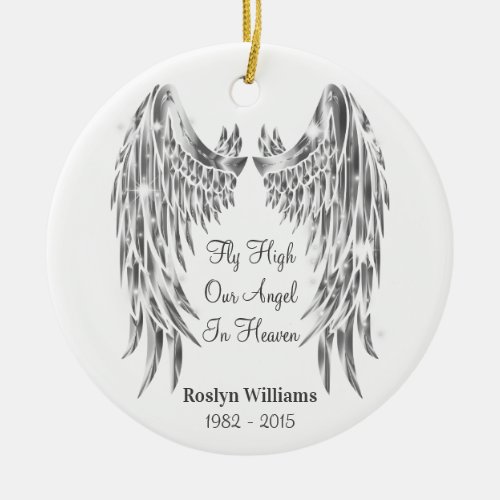 Angel Wings Memorial Loss Of Loved One Christmas Ceramic Ornament