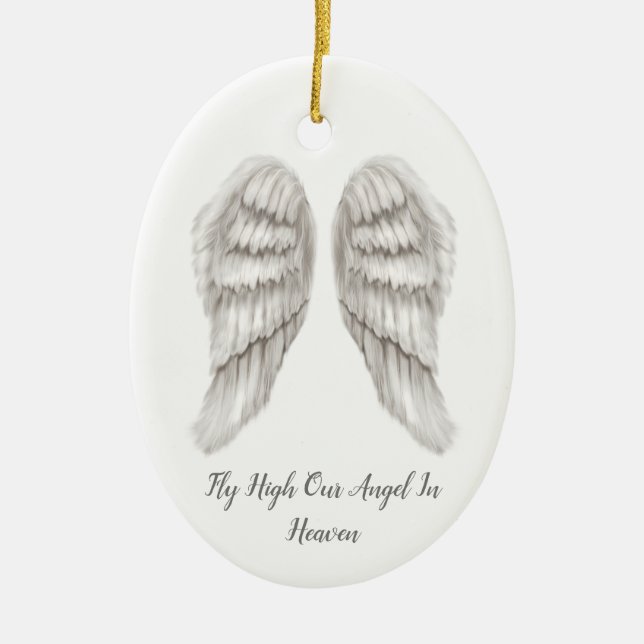 Angel Wings Memorial Loss Of Loved One Christmas Ceramic Ornament (Front)