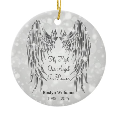 Angel Wings Memorial Loss Of Loved One Christmas Ceramic Ornament