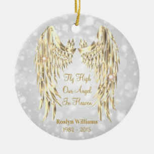 Angel Wings Memorial Loss Of Loved One Christmas Ceramic Ornament