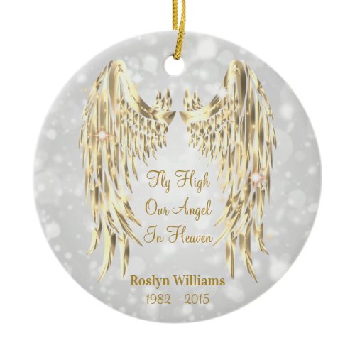 Angel Wings Memorial Loss Of Loved One Christmas Ceramic Ornament