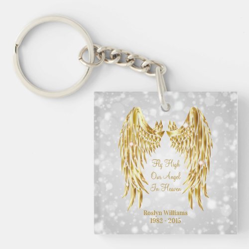 Angel Wings Memorial Loss of Loved One Photo Keychain