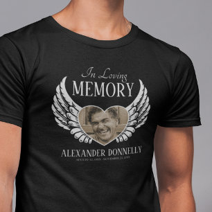 Angel Wings Memorial Photo Black T-Shirt
