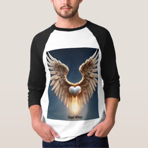 Angel Wings Mens Basic 34 Sleeve Raglan T_Shirt