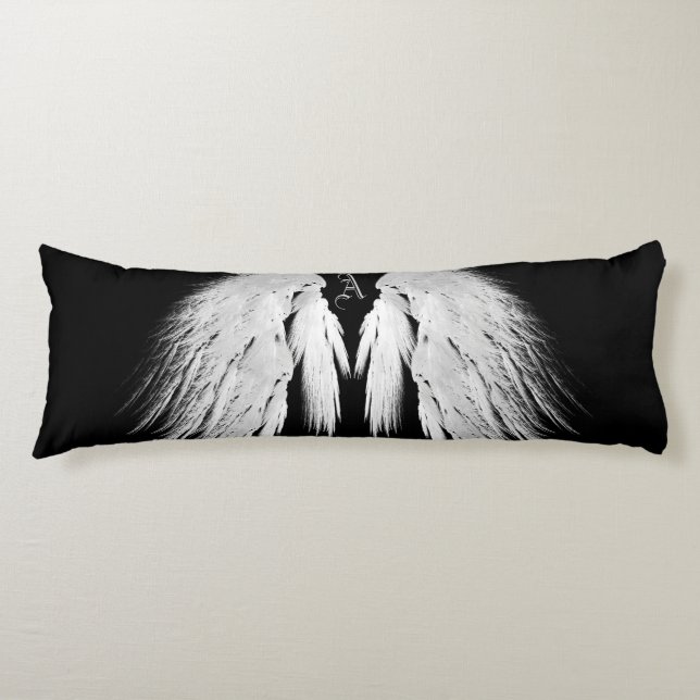 ANGEL WINGS Monogram Black Body Pillow (Front)