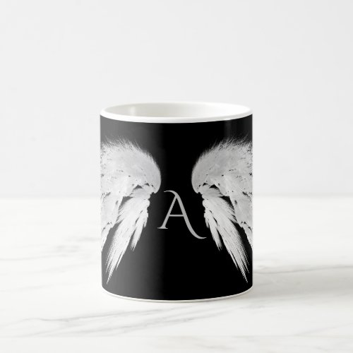 ANGEL WINGS Monogram Black Coffee Mug