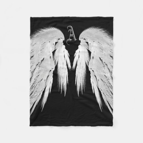 ANGEL WINGS Monogram Black Fleece Blanket