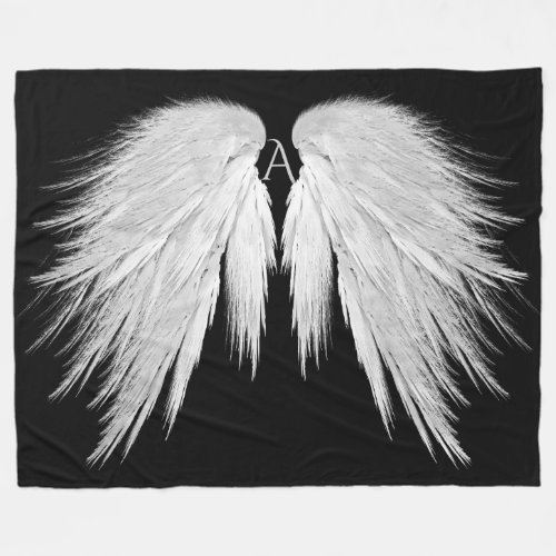 ANGEL WINGS Monogram Black Fleece Blanket