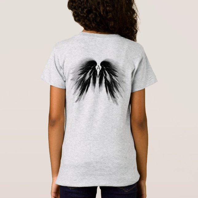 ANGEL WINGS Monogram Black Gray T-Shirt (Back)