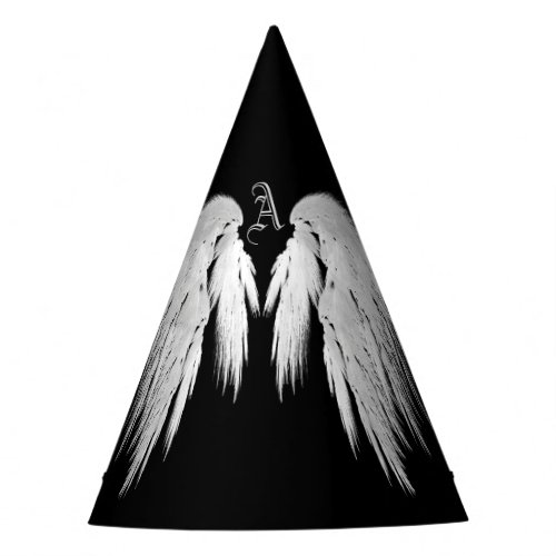 ANGEL WINGS Monogram Black Party Hat