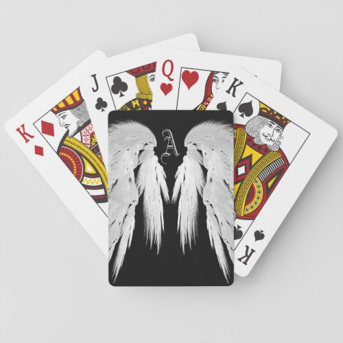 ANGEL WINGS Monogram Black Playing Cards