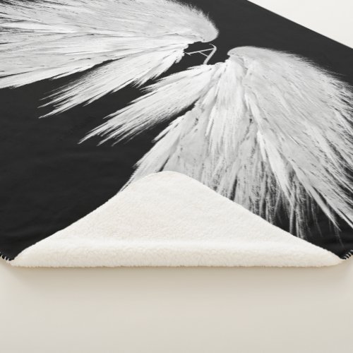 ANGEL WINGS Monogram Black Sherpa Blanket