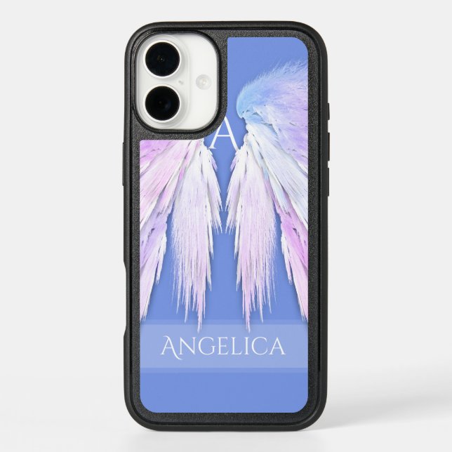 ANGEL WINGS Monogram Dreamy Pink Soft Blue Otterbox iPhone Case (Back)