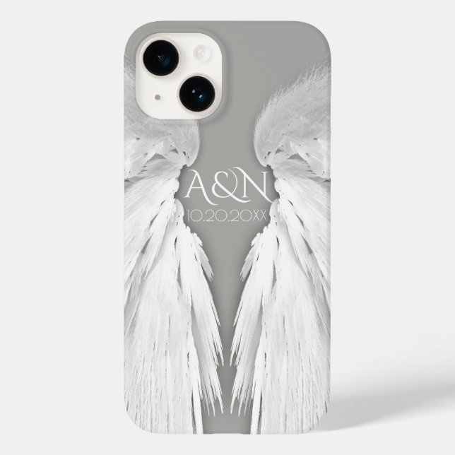 ANGEL WINGS Monogram Elegant Grey Case-Mate iPhone Case (Back)