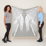 Angel Wings Monogram Elegant Grey Fleece Blanket at Zazzle