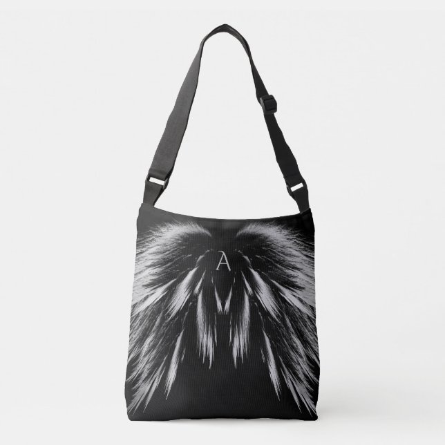 ANGEL WINGS Monogram Gray Black Crossbody Bag (Front)
