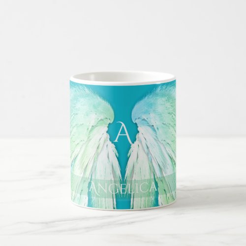 ANGEL WINGS Monogram Name Fresh Ombre Coffee Mug