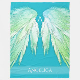 ANGEL WINGS Monogram Name Fresh Ombre Fleece Blanket
