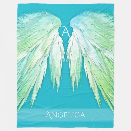 ANGEL WINGS Monogram Name Fresh Ombre Fleece Blanket