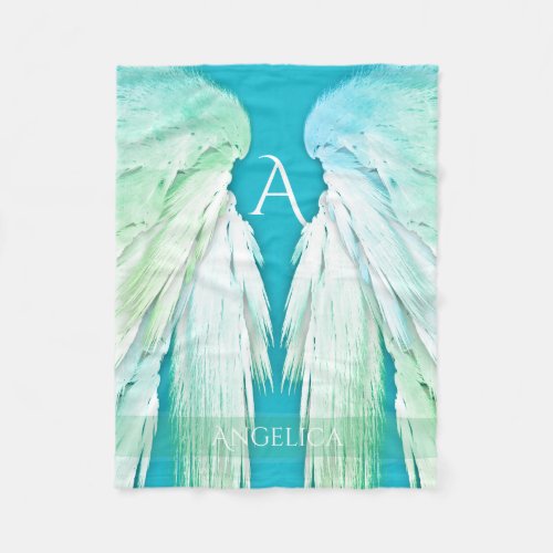 ANGEL WINGS Monogram Name Fresh Ombre Fleece Blanket