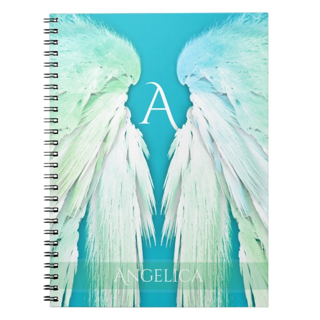 ANGEL WINGS Monogram Name Fresh Ombre Notebook (Front)