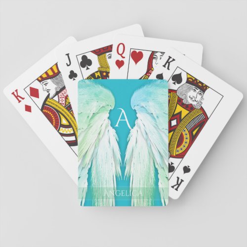ANGEL WINGS Monogram Name Fresh Ombre Poker Cards