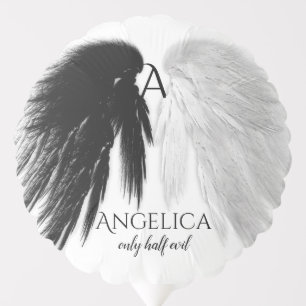 ANGEL WINGS Monogram 'Only Half Evil' Funny Balloon
