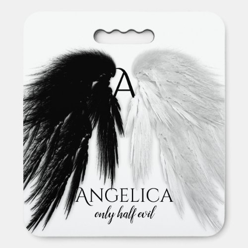 ANGEL WINGS Monogram Only Half Evil Funny Seat Cushion