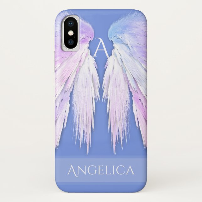 ANGEL WINGS Monogram Pink Dreamy Soft Blue Case-Mate iPhone Case (Back)