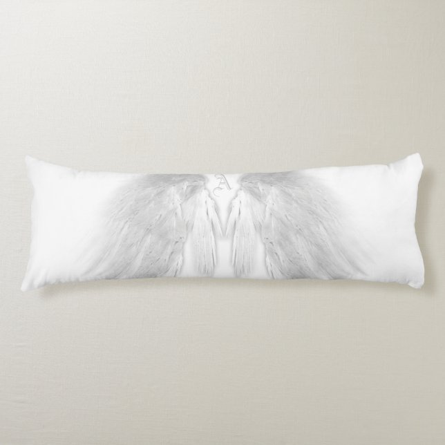 ANGEL WINGS Monogram White Body Pillow (Front)