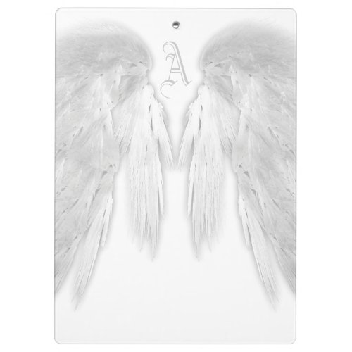 ANGEL WINGS Monogram White Clipboard