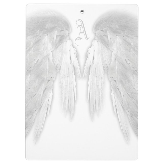 ANGEL WINGS Monogram White Clipboard (Back)