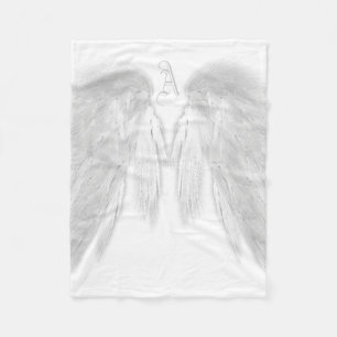 ANGEL WINGS Monogram White Fleece Blanket