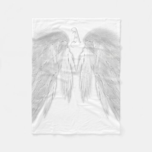 ANGEL WINGS Monogram White Fleece Blanket
