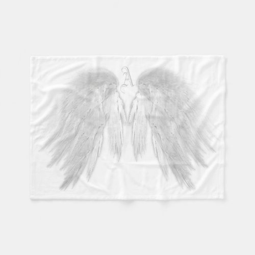 ANGEL WINGS Monogram White Fleece Blanket
