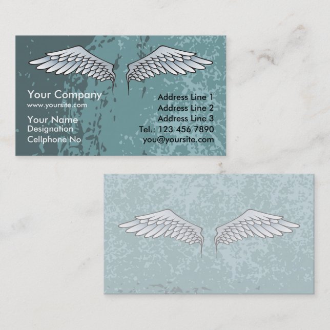 Angel Wings Muddy Blue Business Card (Front/Back)