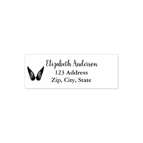 Angel wings name address self_inking stamp