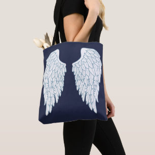 Angel Wings & Navy Blue Tote Bag