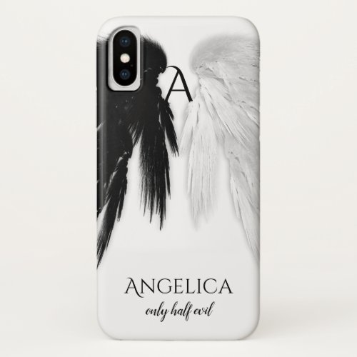 ANGEL WINGS Only Half Evil Monogram Funny iPhone XS Case